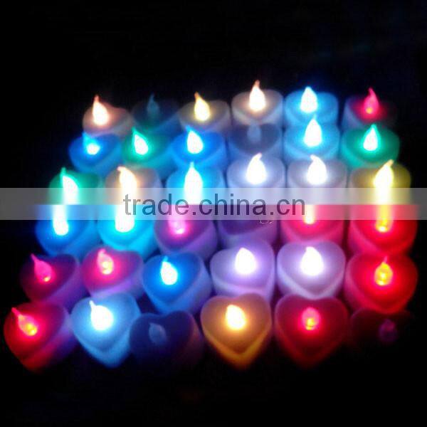 24Pcs / Box 7 Color Heart Shaped Rechargeable Electric Tea Light LED Candle Decorative Candles