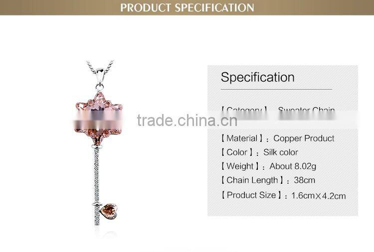 OUXI 2016 Top quality Korean design Key charming Pendant indian jewelry necklaces 11533