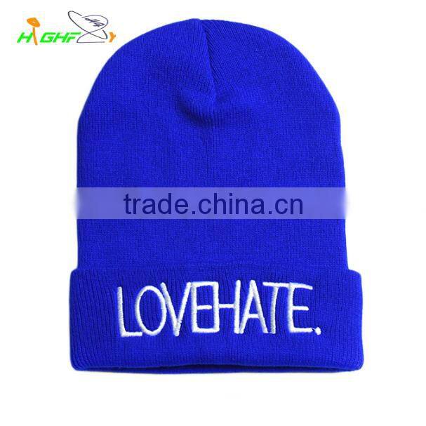 High Quality Pom Pom Cheap Custom embroidery Winter Hat/Knitted Beanie/Knitted Hat