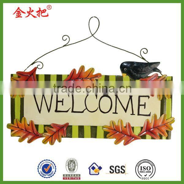 2015 Hot Sale Low Price Top Quality Metal welcome boards for garden decoration