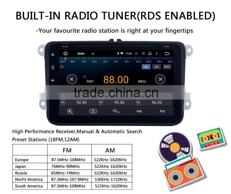 Cheap 8 Inch High quality double din Special and Humanized Design car gps dvd player for VW skoda