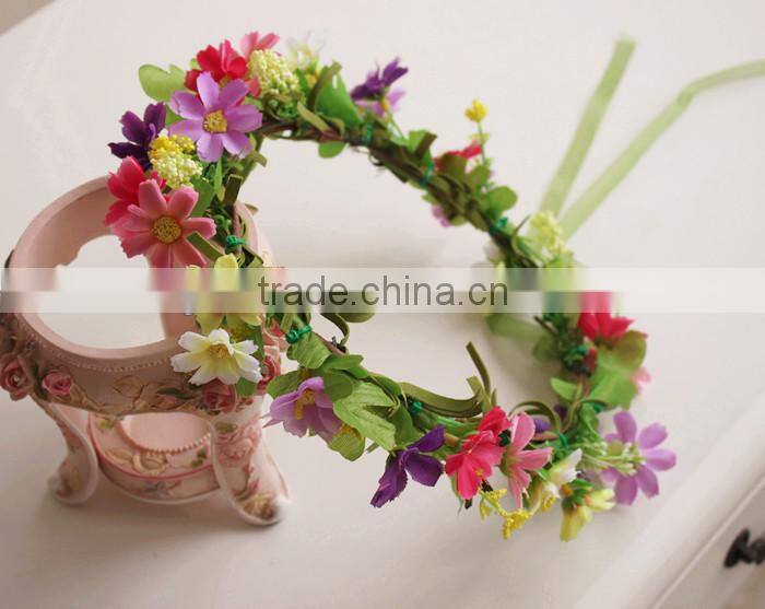 Hawaii Mini Cute Flower Wreath Bridal Party Woman Girls Flower Hair Accessory
