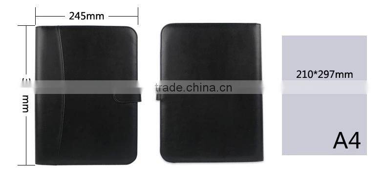 A4 Zipper Portfolio PU Leather file folders Mutifuction organizer