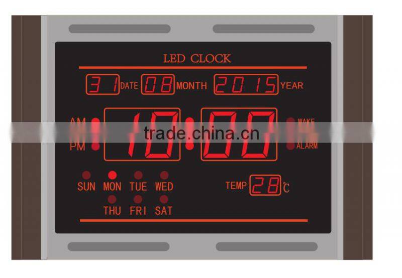 Best price digital LED wall clock with calender and temperature