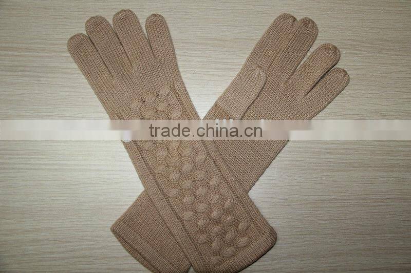ladies winter knitted long cashmere gloves mittens
