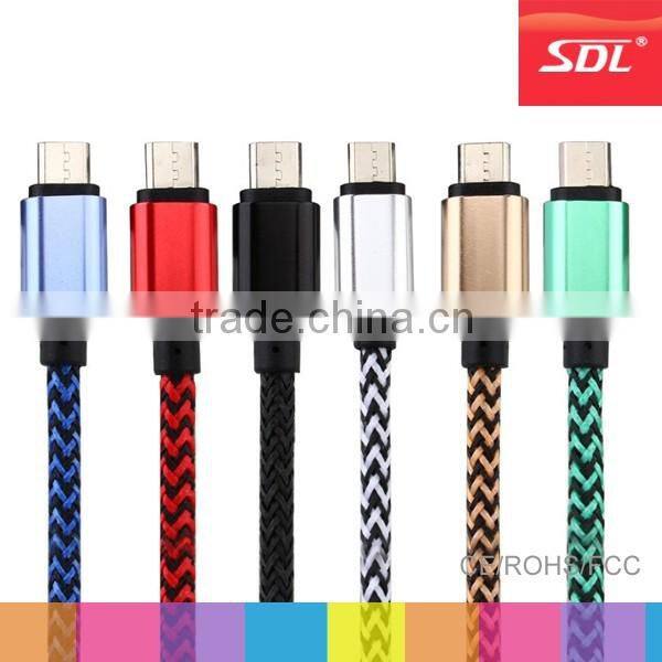 Good quality baided nylon usb data cable android 2A 1M for tablet smartphone