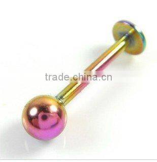 Rainbow plated body jewelry lip piercing jewelry labret rings