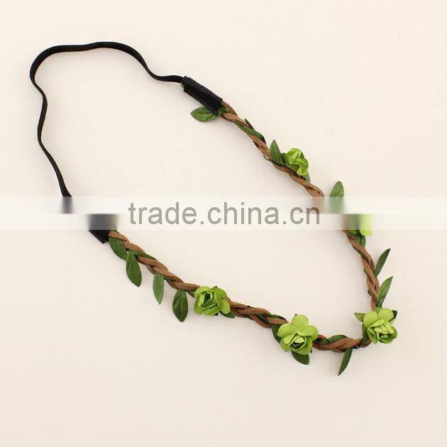 Wholesale BOHO style beach/party/wedding floral hair headband, flower crown ,elastic flower headband