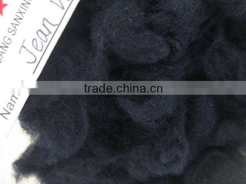 100% sheep cashmere, 20.5mic& 40-50mm, dyed dark blue color, 100% real color