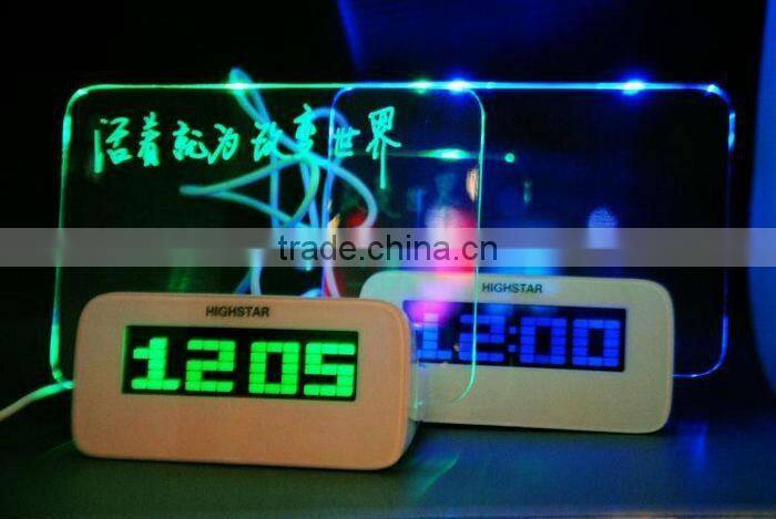 LED Fluorescent Message Board Digital Alarm Clock