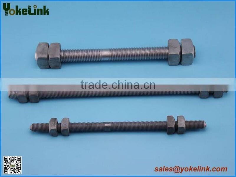 Pole line fitting full thread double-arming bolt
