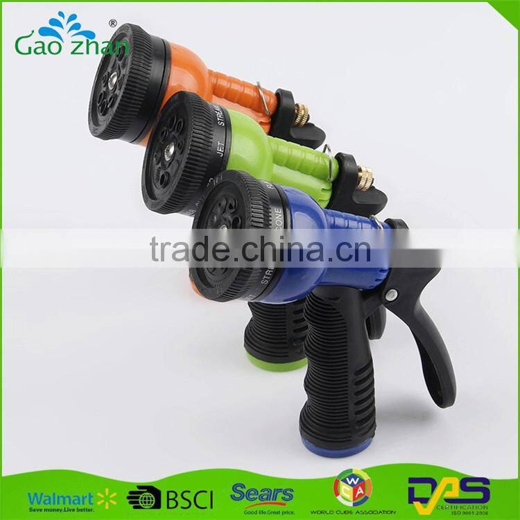 china supplier 8 patterns plastic water spray nozzle garden hose nozzle