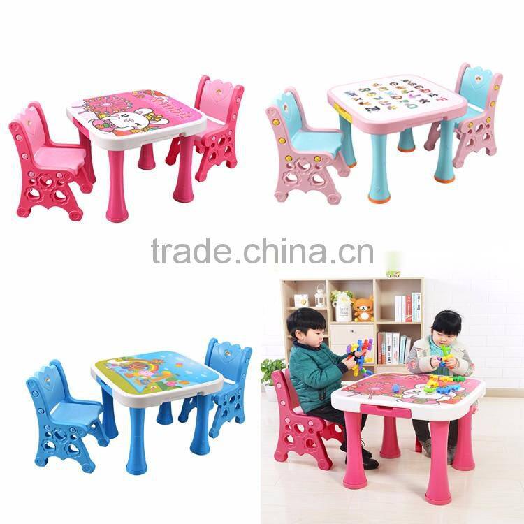 Fashion kids study writing table and chair children's cute plastic table with chair set
