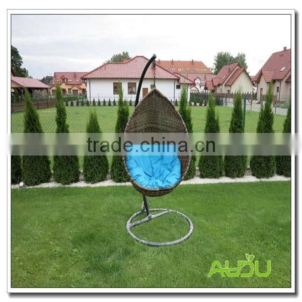 Audu Wicker Swing Chair,Swing Chair With Blue Cushion