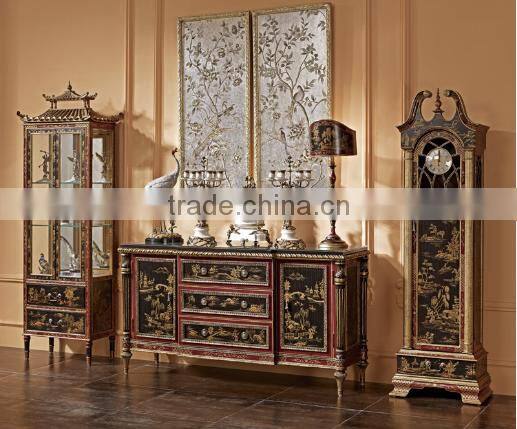 Noble Elegant Home Decorating Grandfather Clock , European Style Wooden Hand painted Floor Clock, Gothic Wooden Clock