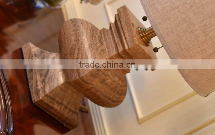 Imported marble carving lampbody fabric lampshade bedroom table lamp