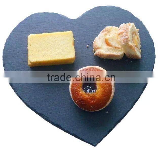 heart shape black slate tray