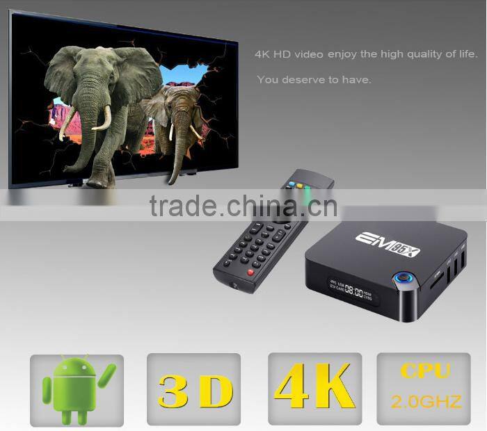 New Arrival EM95X Powerful 2GB/16GB Android 6.0 Marshmallow Quad Core TV Box, Amlogic S905X 4K TV Box For Wholesale