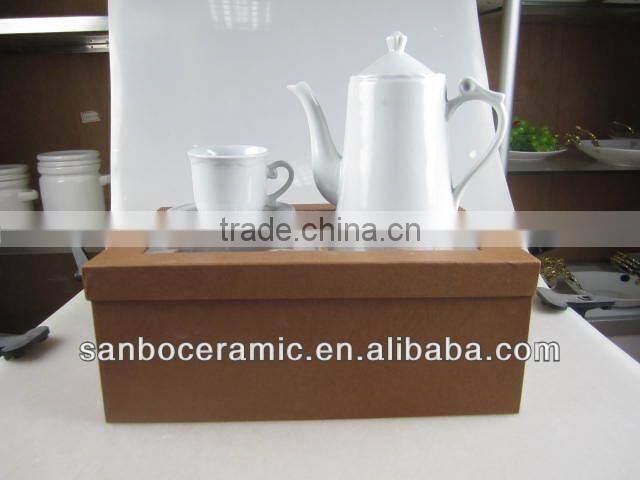 Plain white Ceramic Tea Set Coffee Cup Set Porcelain with Gift Box