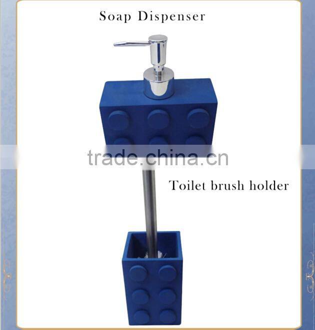 EA0812 blue resin wholesale bathroom accessory set