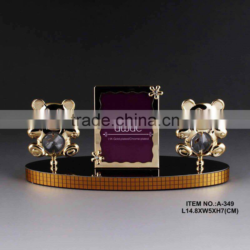24K gold plated Crystal love bear for wedding gifts