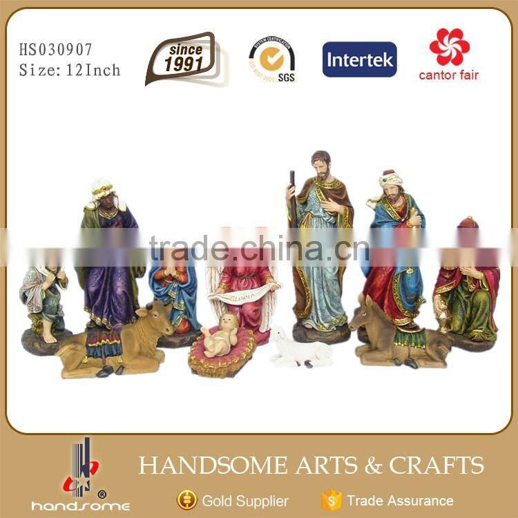 12 Inch Resin Religious Item Christmas Crib Decoration Nativy Scene