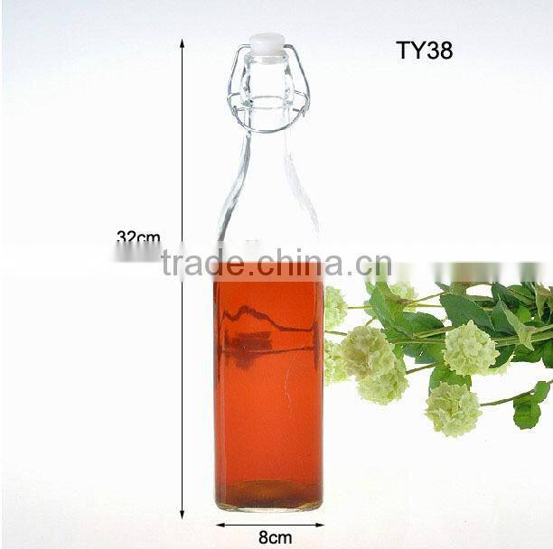 New design cheap Fluorescent color 1L 500ml 250ml clear glass swing top bottles