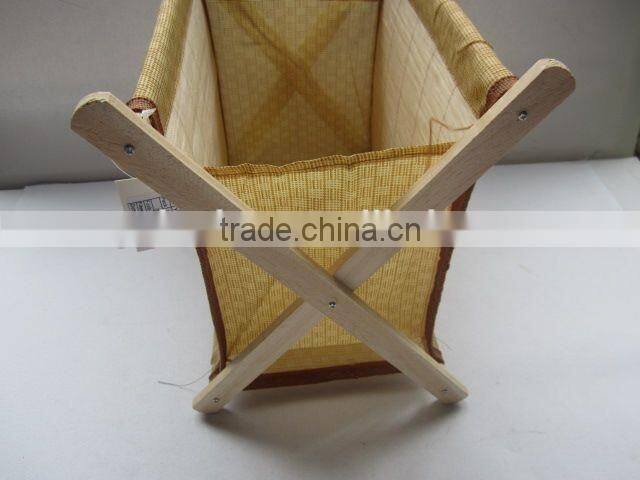 Foldable non-woven with wooden holder storage box