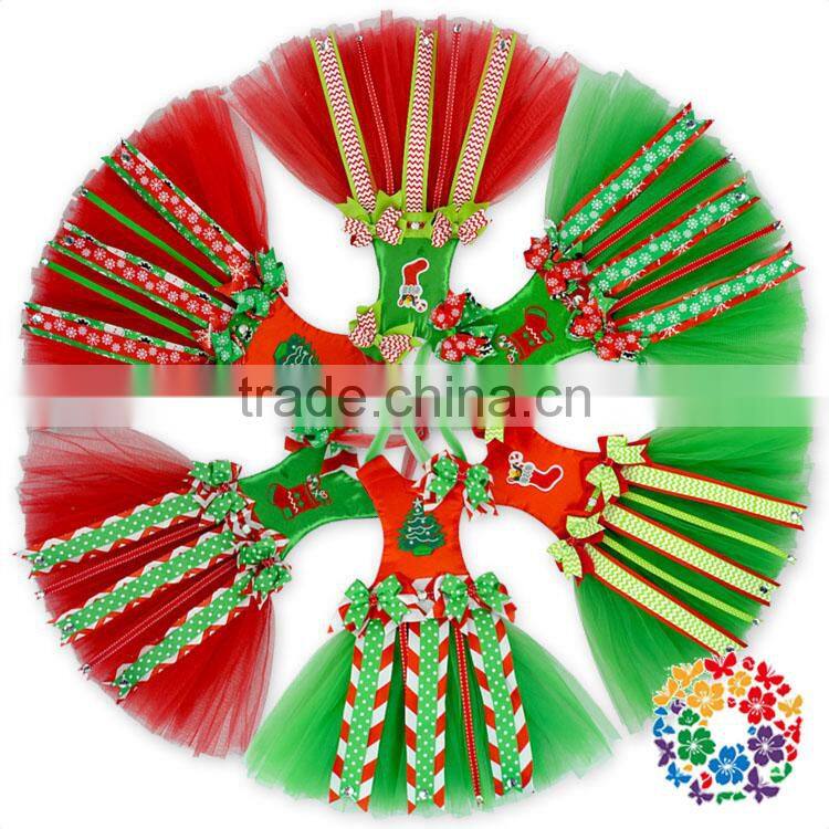 New Christmas Items Christmas Tree Hair Bow Holder ,Christmas Red Green White Snowflake Tutu Bow Holders