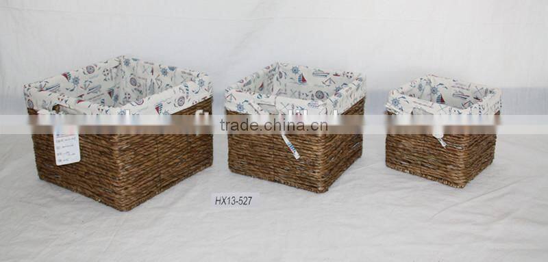 Pure Hand Woven Water Hyacinth Grass Baskets With Lid