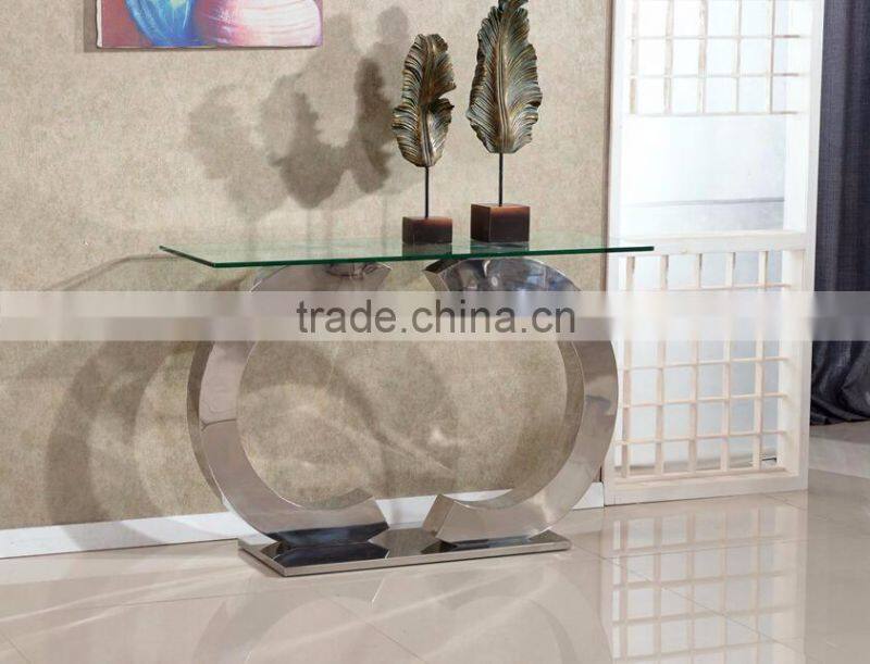 DN03 Modern hallway half moon glass console table