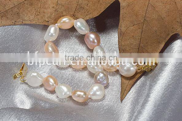 mother's gift 9-10mm multicolor baroque freshwater pearl bracelet