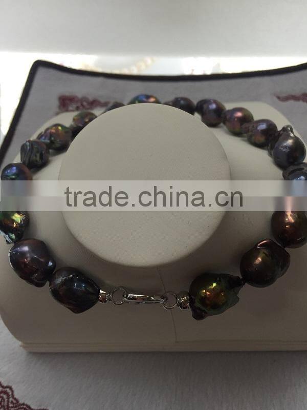 18-19 mm black baroque freshwater pearl necklace