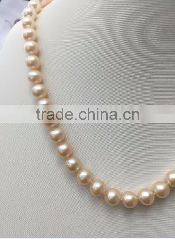 Fancy 9-10mm Pink Freshwater Pearl Necklace Designs For Ladies