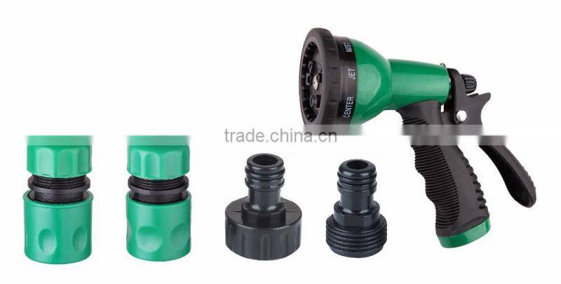 1/2" garden watering nozzle set with multi pattern spray nozzle and hose connector 5pcs