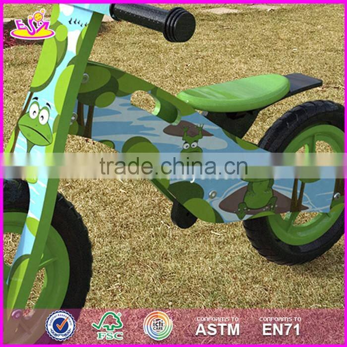 2017 New design original work cartoon wooden balance bike without pedals for toddlers W16C175