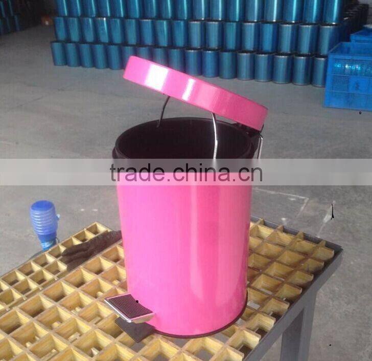 red color 410# stainless steel dustbin/trashcan with good quality