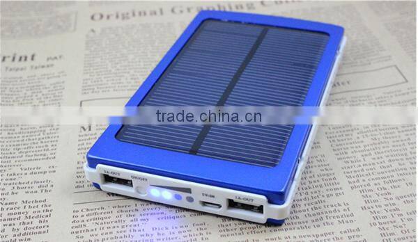 8000mAh Rectangle Shape Solar Panel Power Bank With Lights