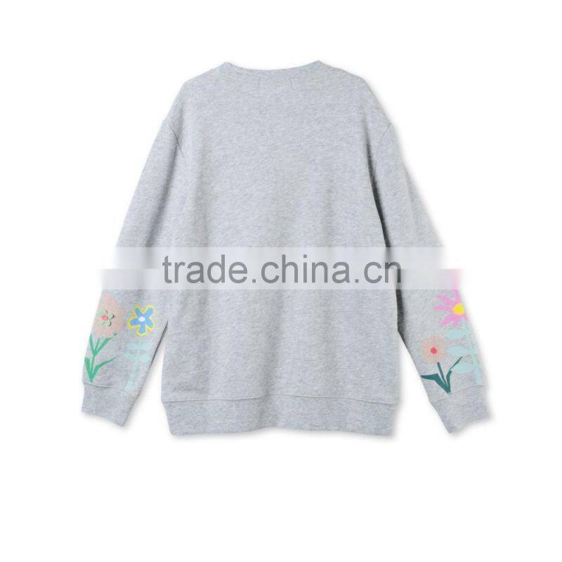 Grey Graphic Flowers Betty Sweatshirt Kid Clothing Wholesle Childern Wear HSs5141