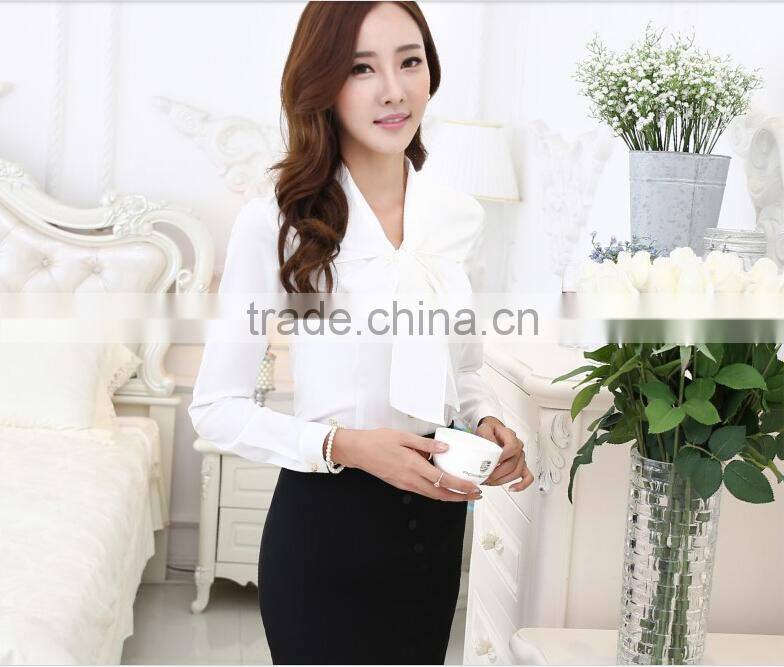 custom fashion long sleeve ladies office blouses and shirts