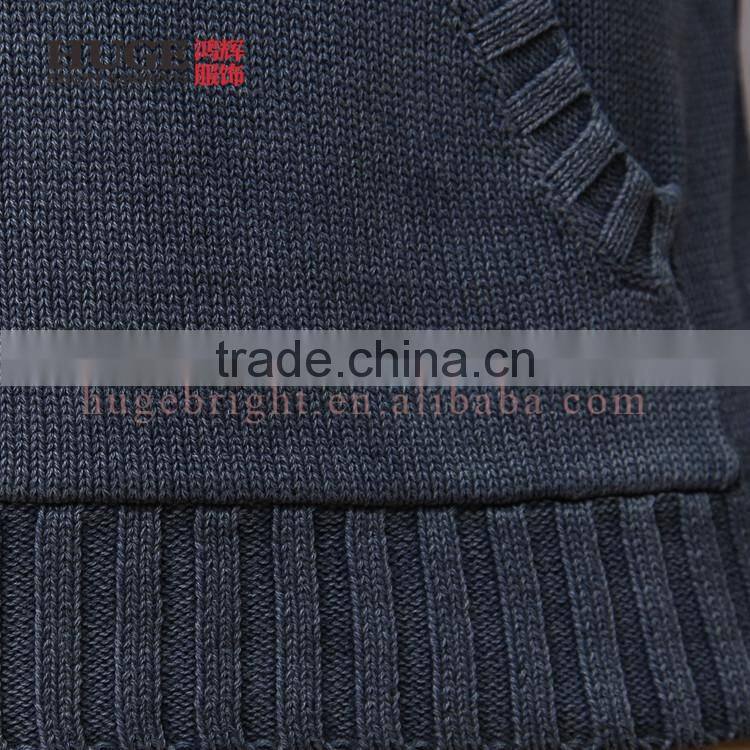 Denim-like Cotton Sweater Hoodie Cable Knit Mens Sweater