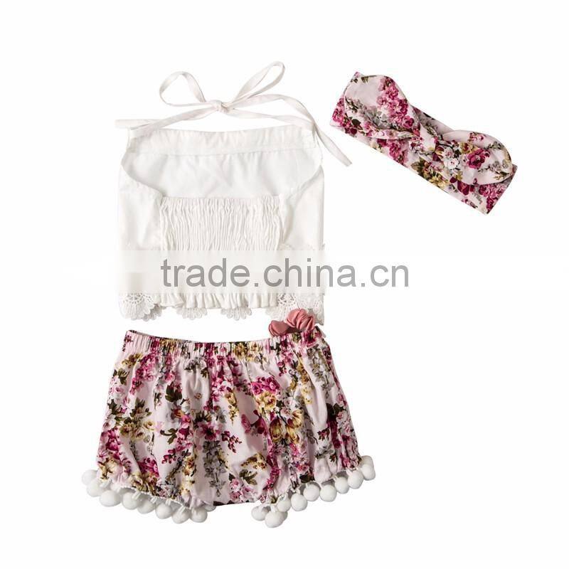 Summer new design boutique baby clothing set fashion girl floral outfits