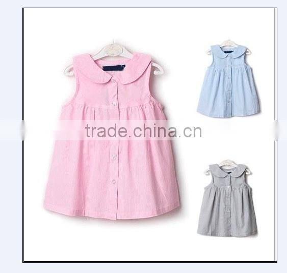 baby dress girls Custom summer season cute baby girls sleeveless collar woven dress