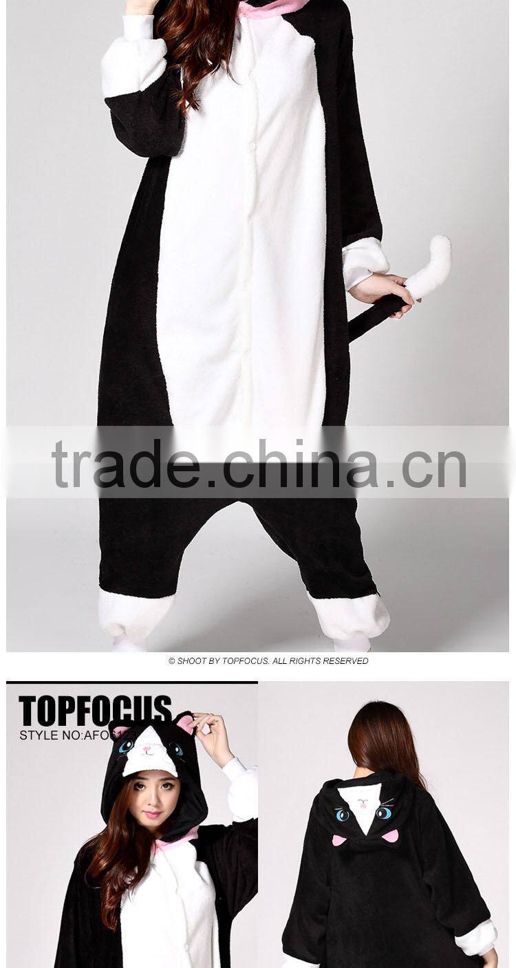 Flannel Fleece Cat Funny Carnival Costume Adult Couple Animal Onesie wholesale