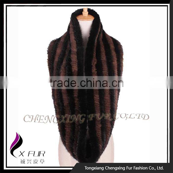 CX-S-170C 2017 Winter Fashion Accessories Knitted Snood Scarf Mink Fur Scarf