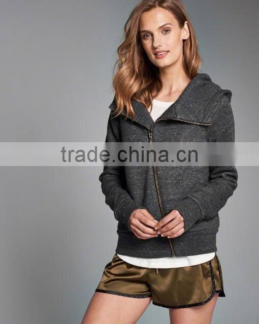 OEM 2016 high quality in printinm wholesale hemp gray full zipper fleece jacket