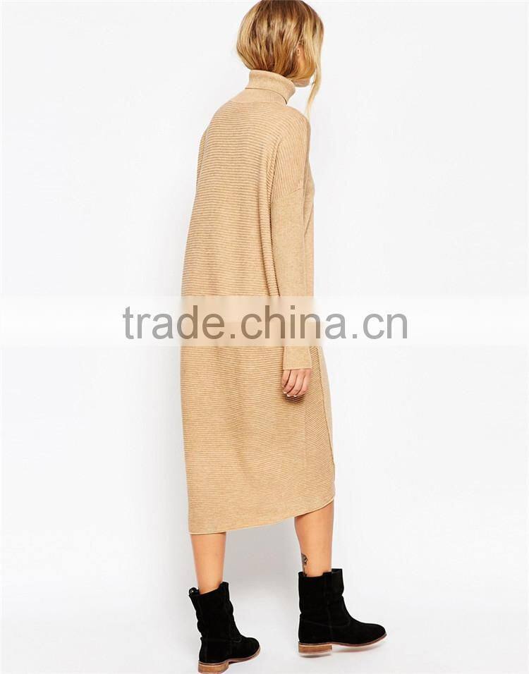 Ladies autumn midi jumper dress with roll neck ladies' long dress