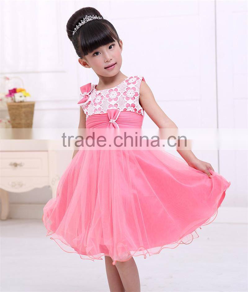 MGOO Stock Wholesale Girl Pink Pageant Dress Princess Party Children Girl 10 Years Dress 58