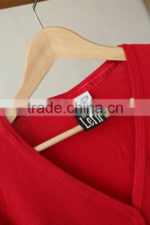 Ribbed maxi cotton and polyester v-neck women cardigan with long sleeves two front pockets for lady korean style