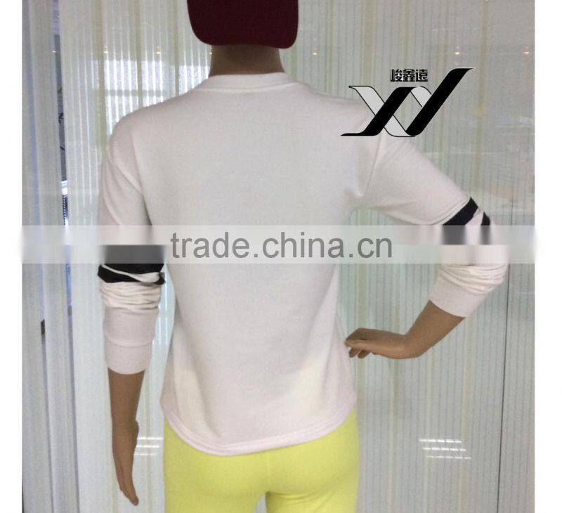 women fashion white pullover crew neck sweatshirts 2016 new design